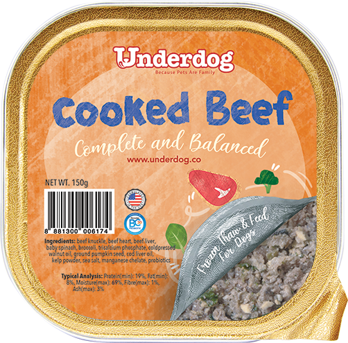 Underdog Cooked Beef Complete & Balanced Frozen Dog Food 150g