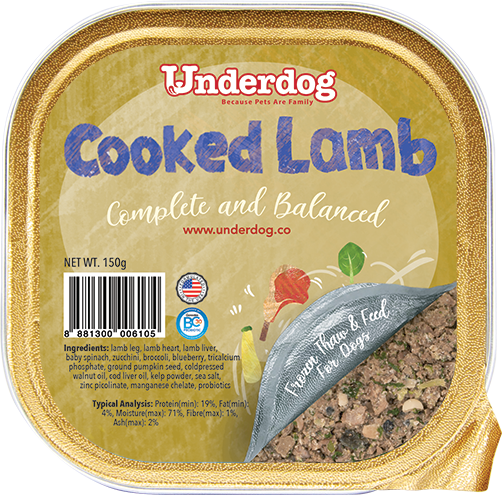 Underdog Cooked Lamb Complete & Balanced Frozen Dog Food 150g