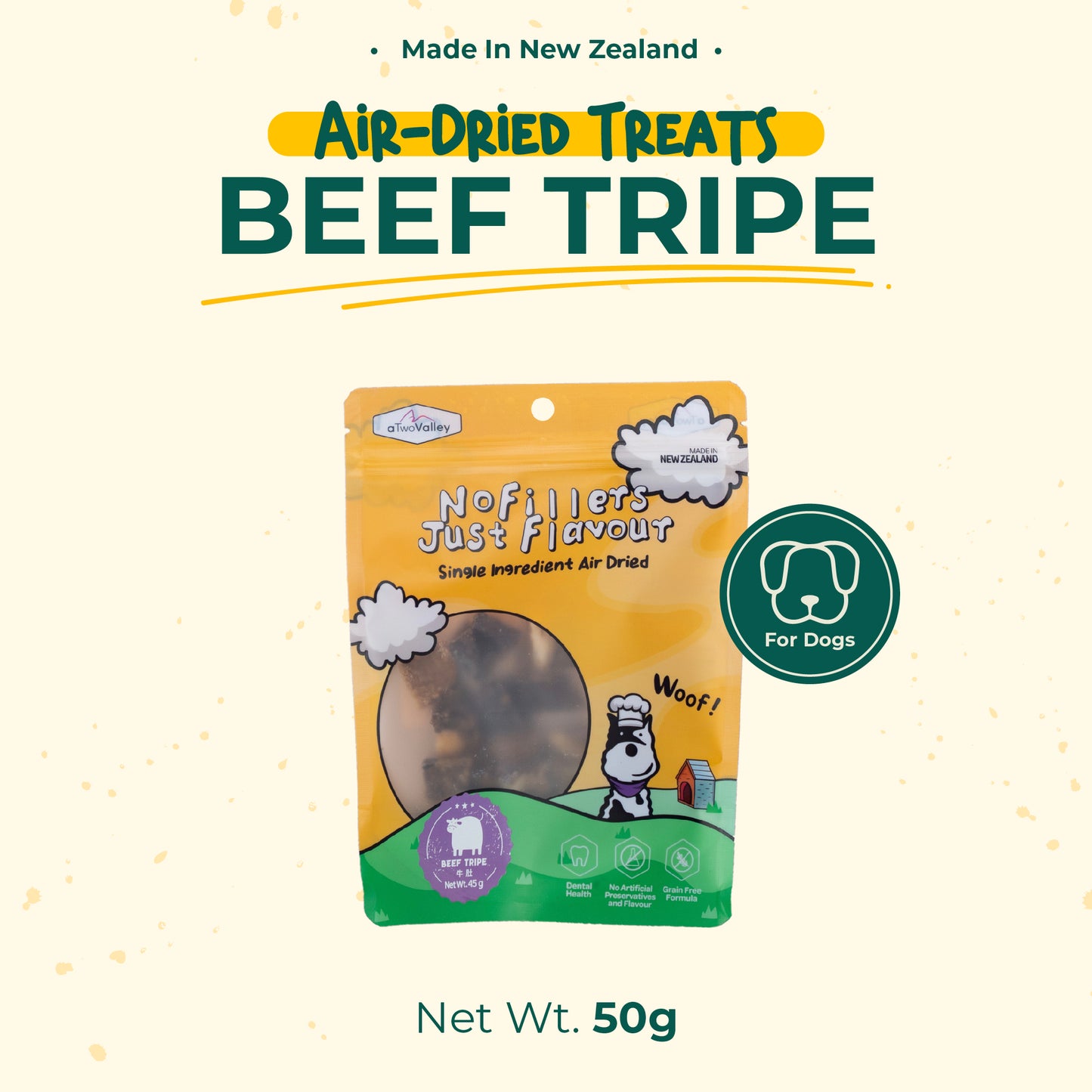 aTwoValley Air-Dried Beef Tripe Dog Treat