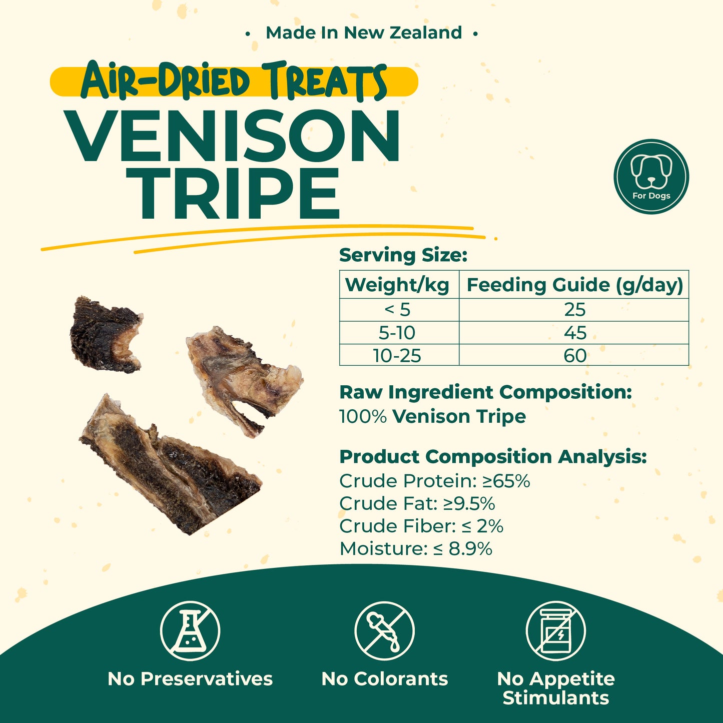 aTwoValley Air-Dried Venison Tripe Dog treat