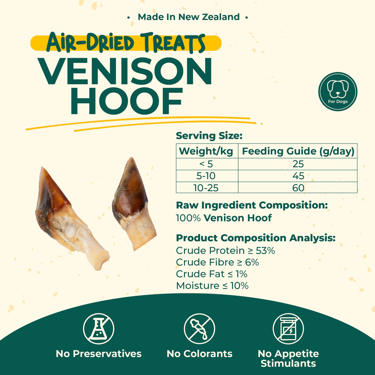 aTwoValley Air-Dried Venison Hoof Dog Treat