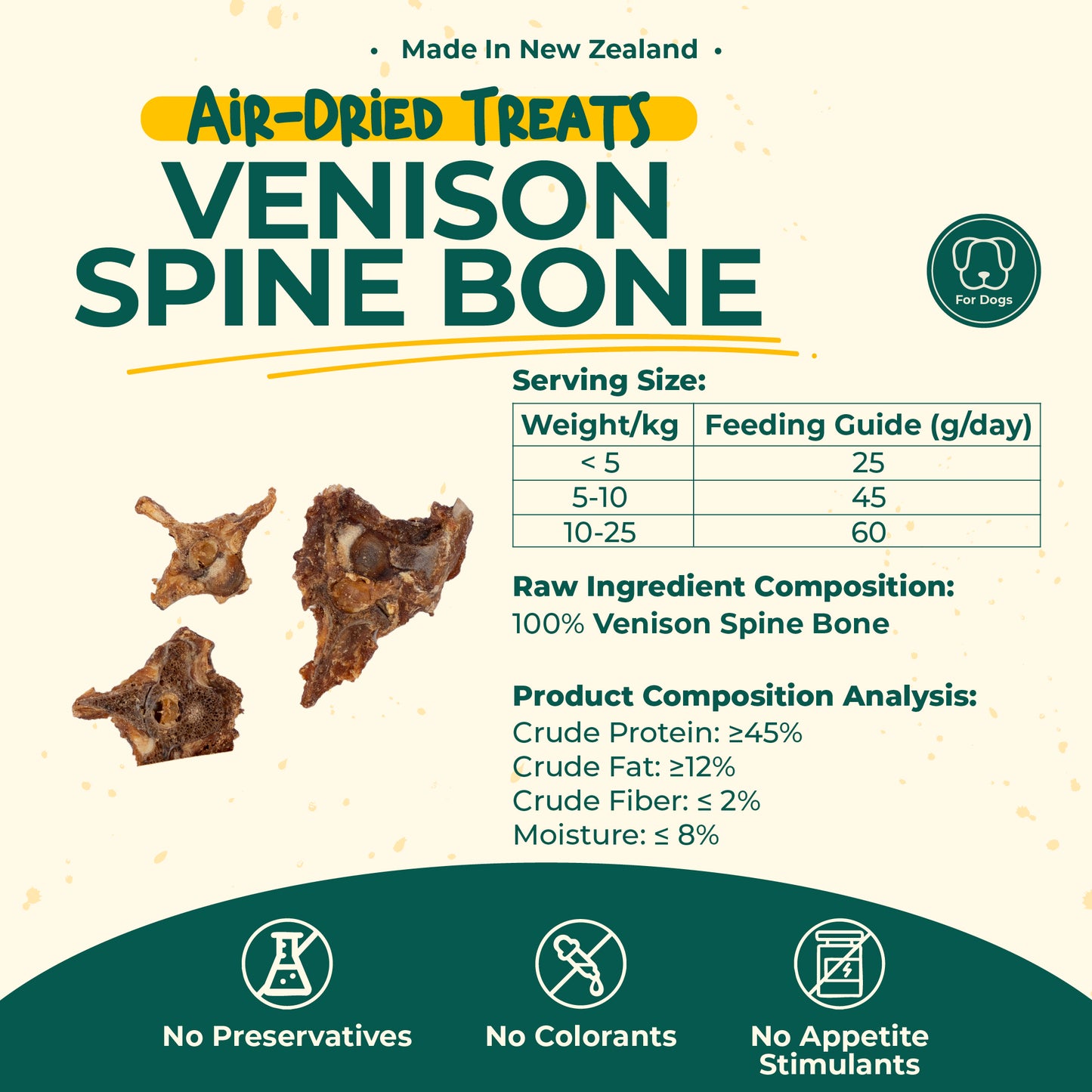 aTwoValley Air-Dried Venison Spine Bone Dog Treat