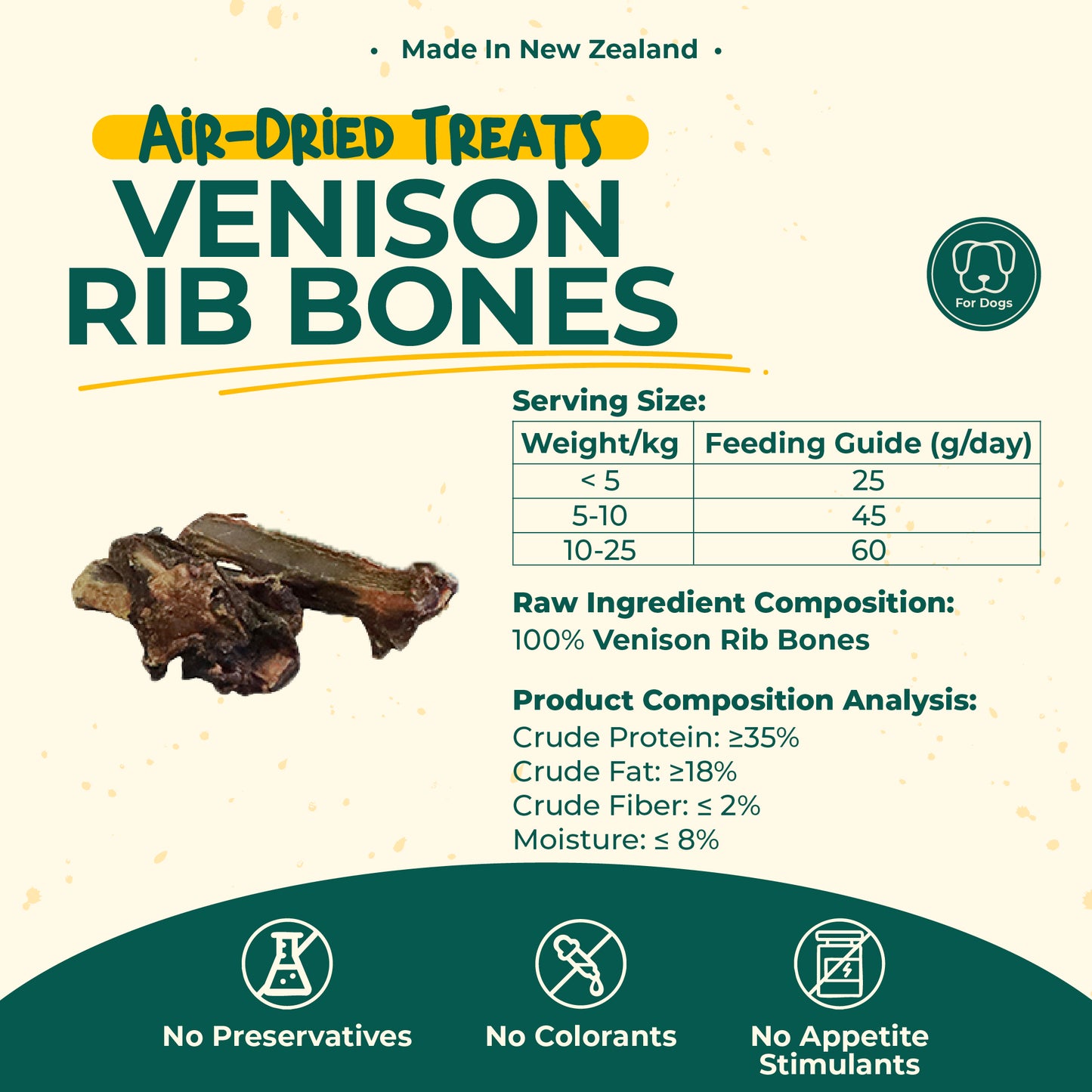 aTwoValley Air Dried Venison Rib Bone Dog Treat