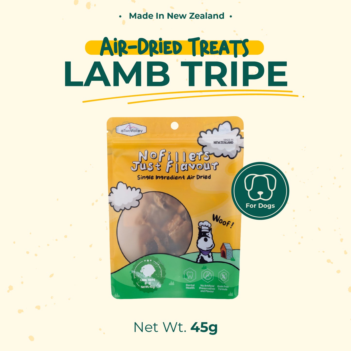 aTwoValley Air-Dried Lamb Tripe Dog Treat