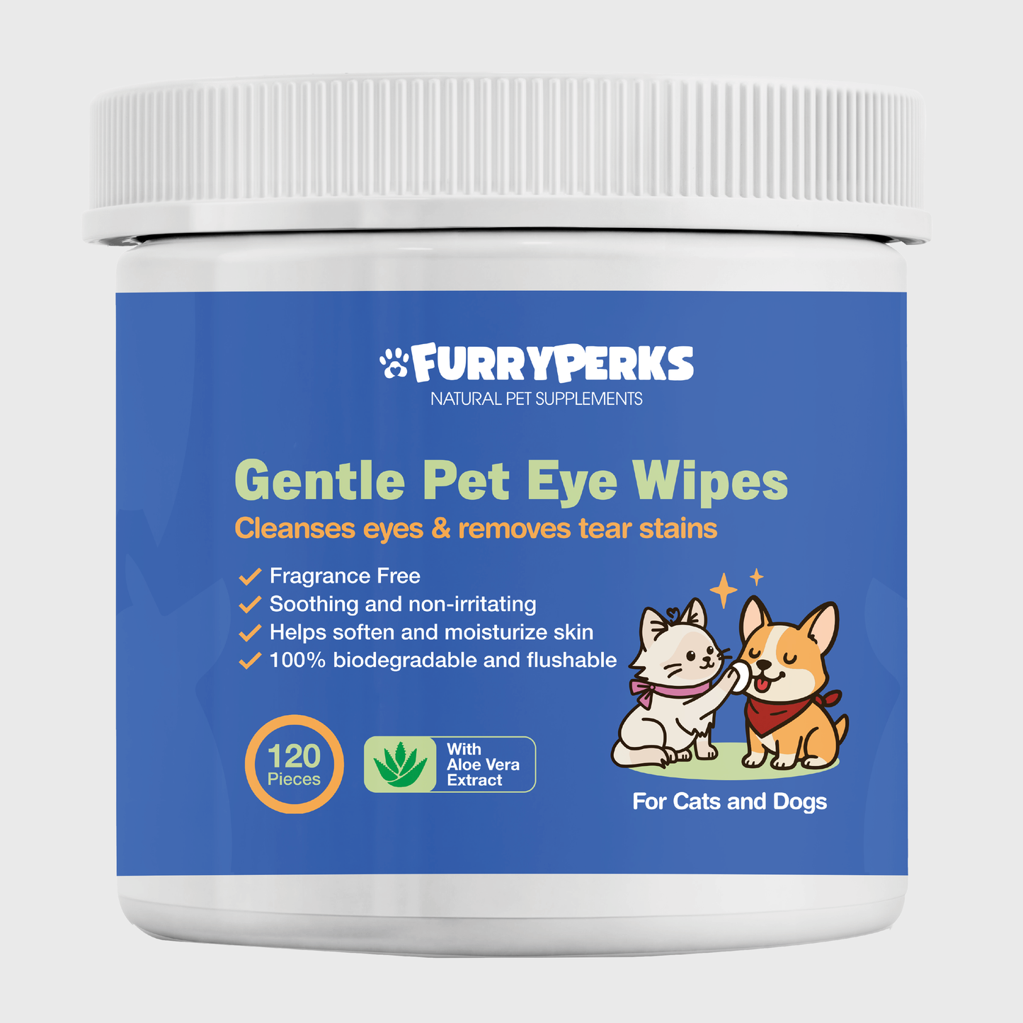 FURRYPERKS For Cats and Dogs | 120 Biodegradable Wipes