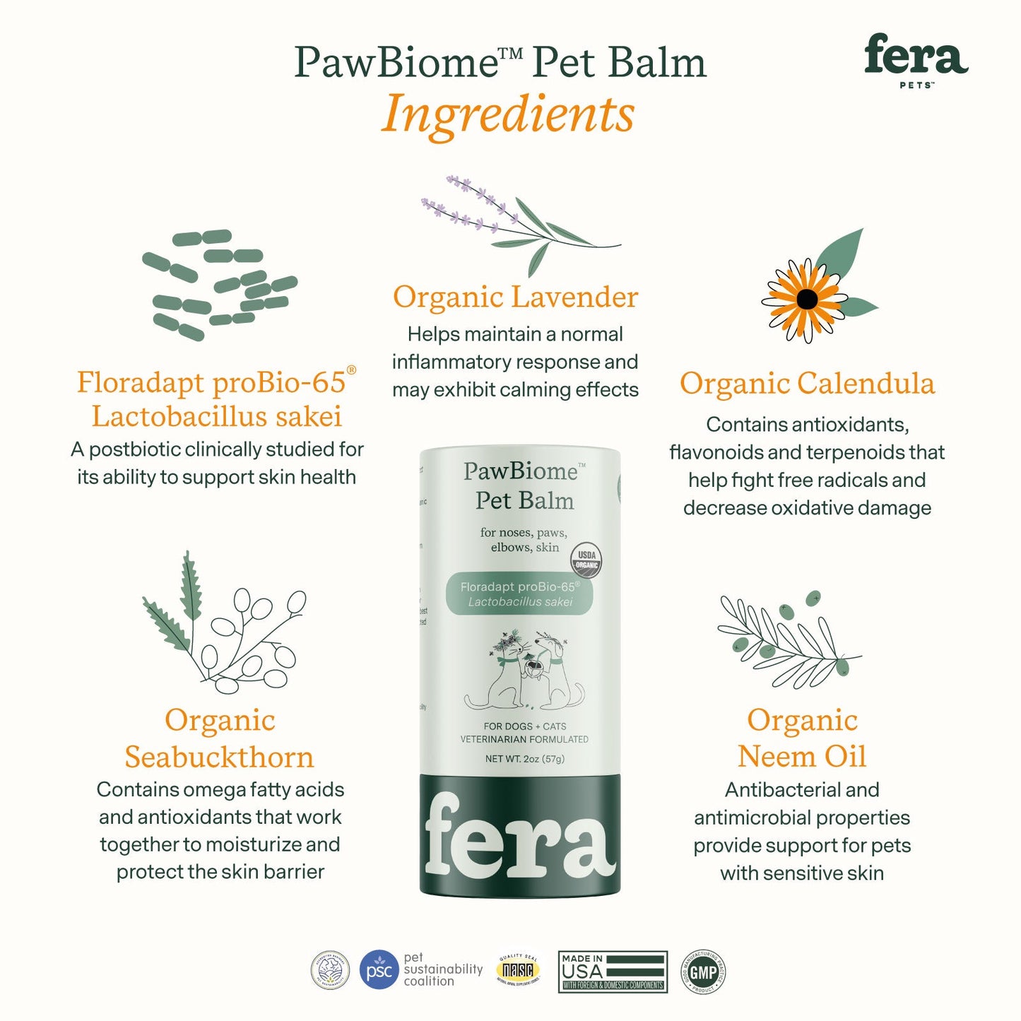 Fera Pets Organic PawBiome Pet Balm