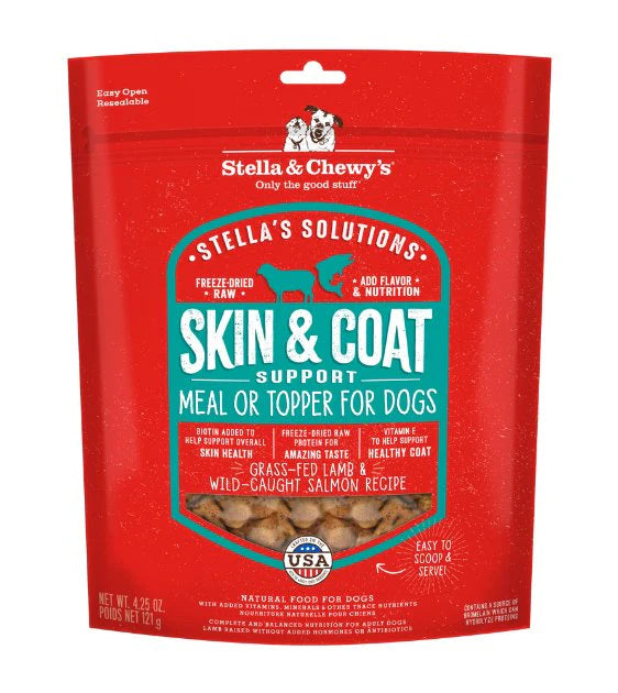 Stella & Chewy's Stella's Solutions (Skin & Coat Boost) Grass-Fed Lamb & Wild-Caught Salmon Freeze Dried Raw Dog Food