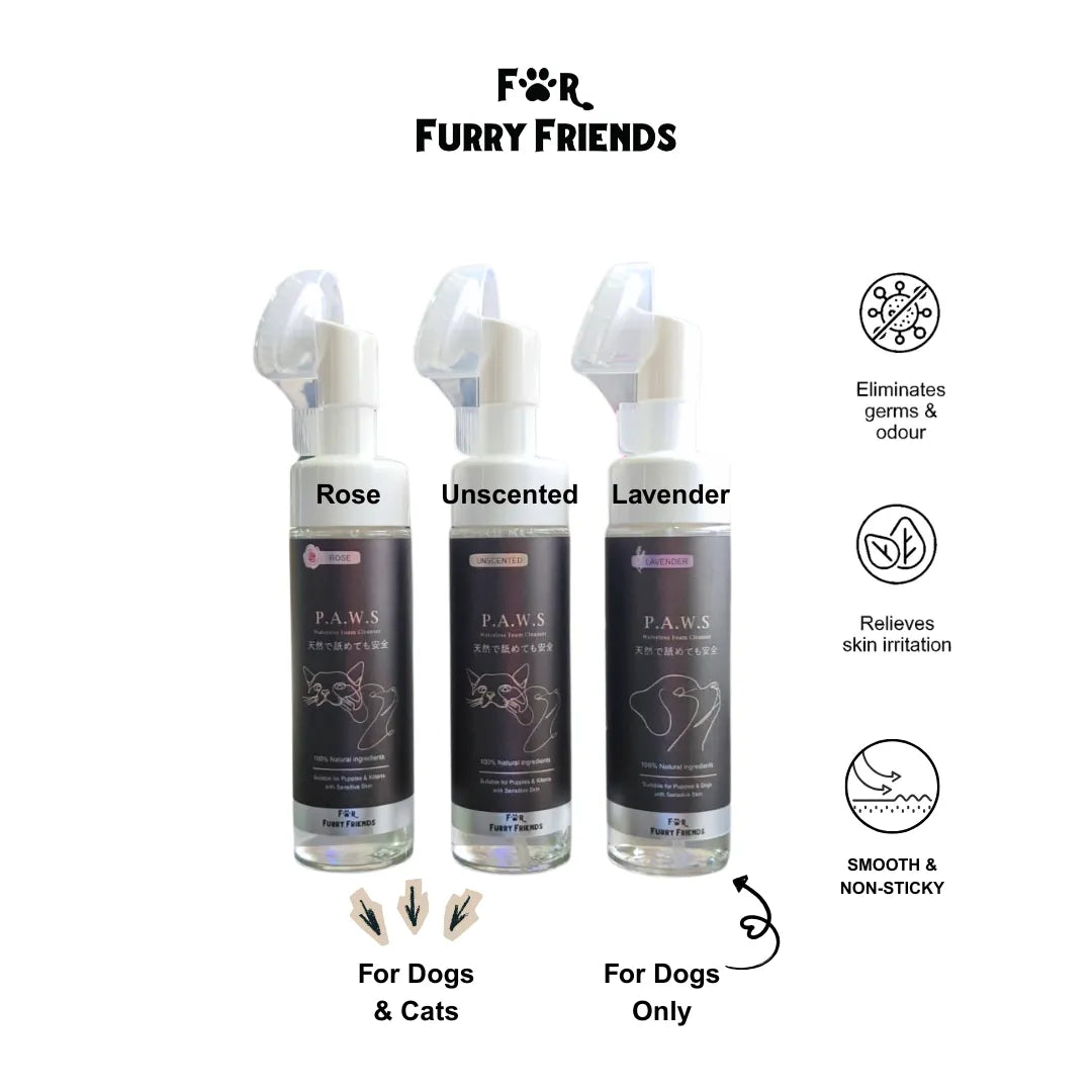(For Furry Friends) P.A.W.S Waterless Foam Cleanser [Unscented | Rose | Lavender]
