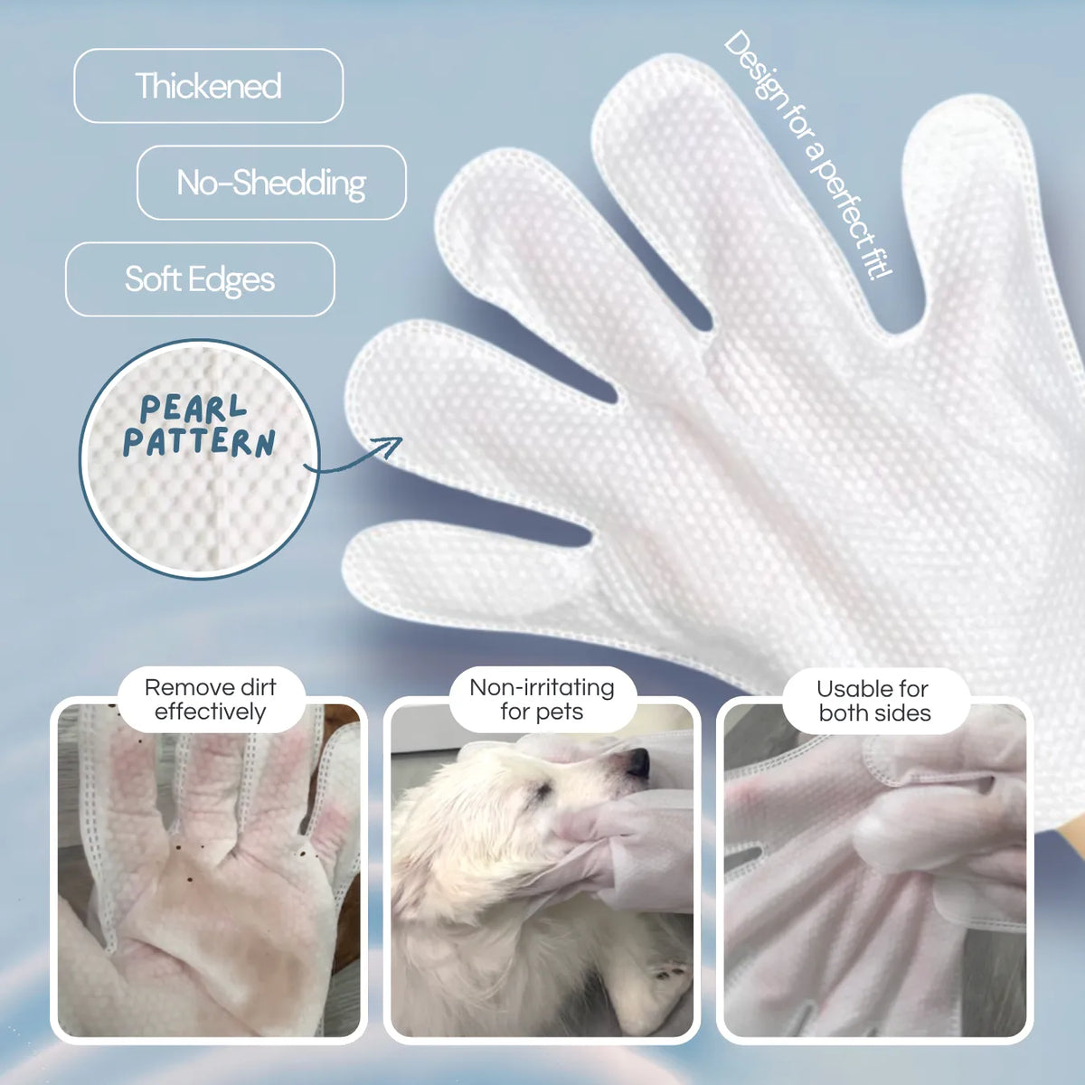 (For Furry Friends) P.A.W.S Full Body Pet Spa Gloves (Unscented, Rose, Lavender, Flea & Tick Repellent)